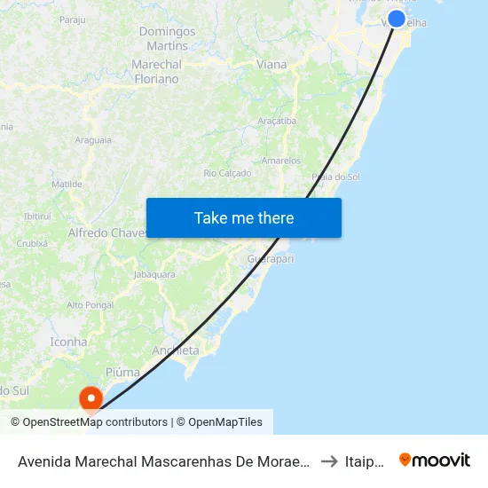 Avenida Marechal Mascarenhas De Moraes, 2706 to Itaipava map