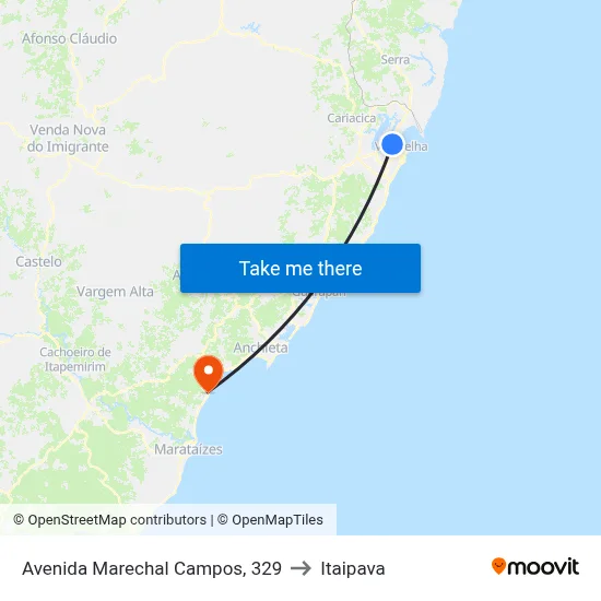 Avenida Marechal Campos, 329 to Itaipava map