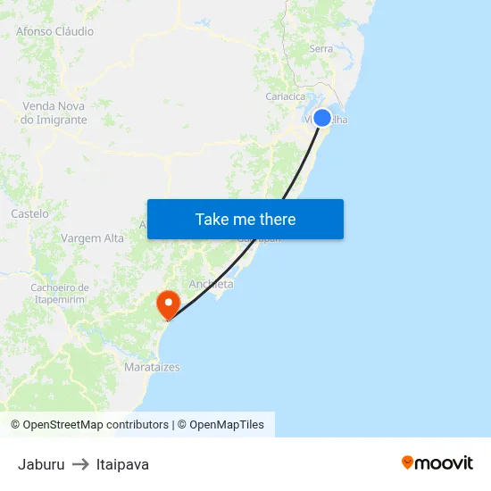 Jaburu to Itaipava map