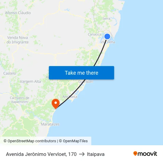 Avenida Jerônimo Vervloet, 170 to Itaipava map