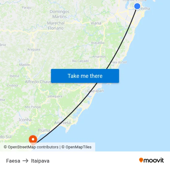Faesa to Itaipava map