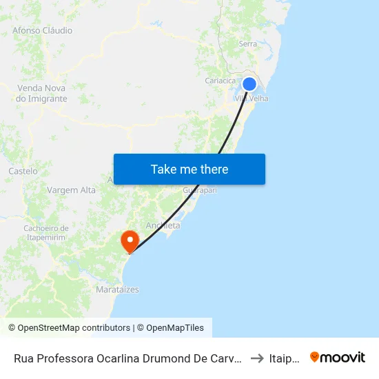 Rua Professora Ocarlina Drumond De Carvalho, 241 to Itaipava map