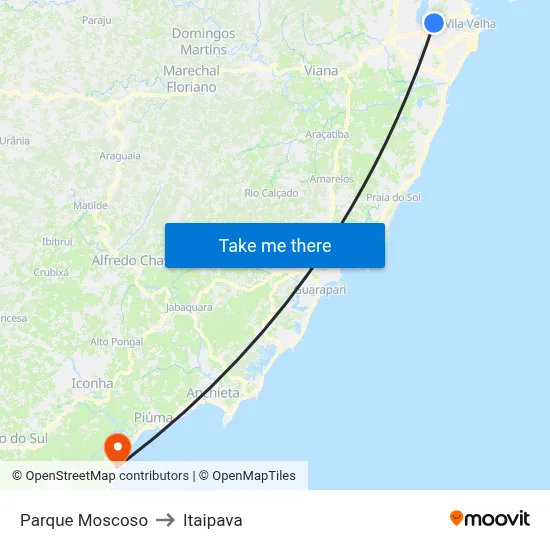 Parque Moscoso to Itaipava map