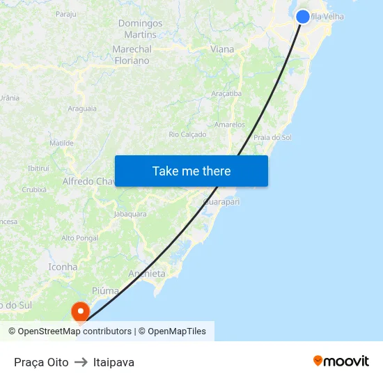 Praça Oito to Itaipava map