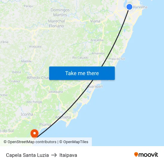 Capela Santa Luzia to Itaipava map