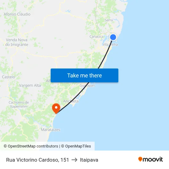 Rua Victorino Cardoso, 151 to Itaipava map