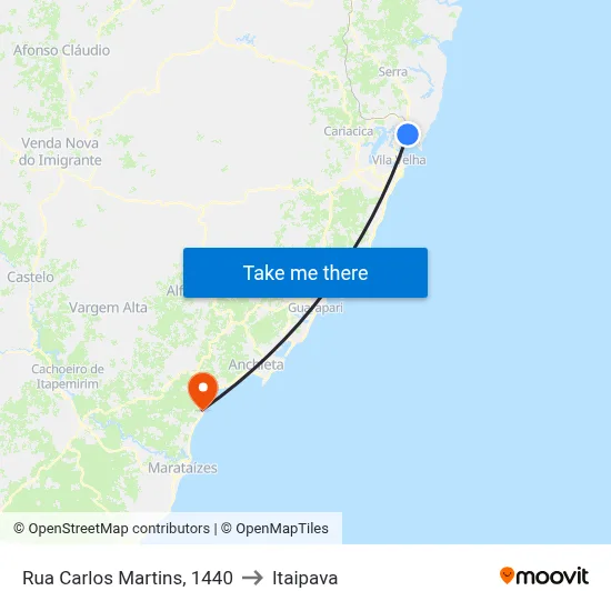 Rua Carlos Martins, 1440 to Itaipava map