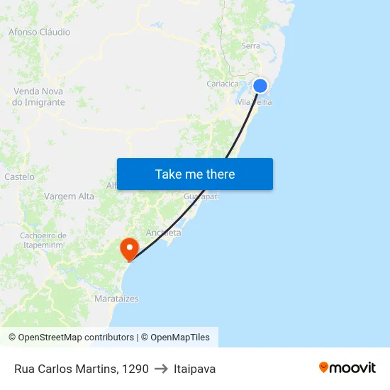 Rua Carlos Martins, 1290 to Itaipava map