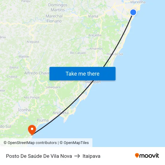 Posto De Saúde De Vila Nova to Itaipava map