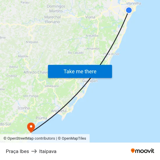 Praça Ibes to Itaipava map