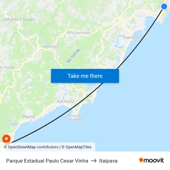 Parque Estadual Paulo Cesar Vinha to Itaipava map