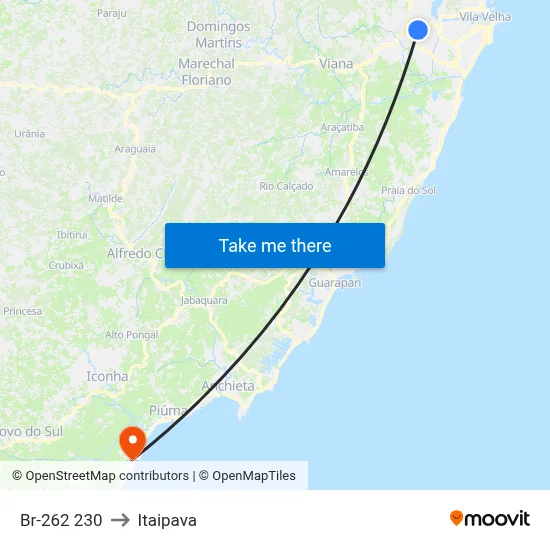 Br-262 230 to Itaipava map