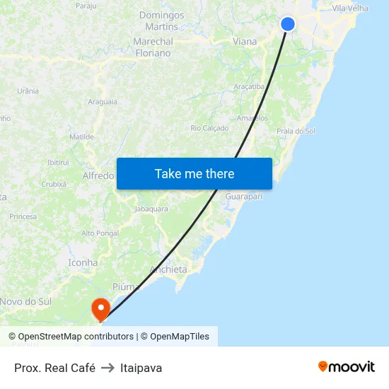 Prox. Real Café to Itaipava map