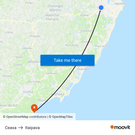 Ceasa to Itaipava map
