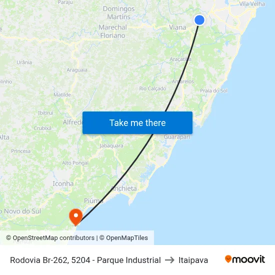 Rodovia Br-262, 5204 - Parque Industrial to Itaipava map