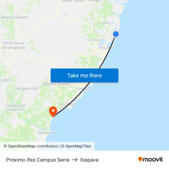 Próximo Ifes Campus Serra to Itaipava map