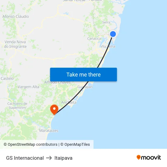 GS Internacional to Itaipava map