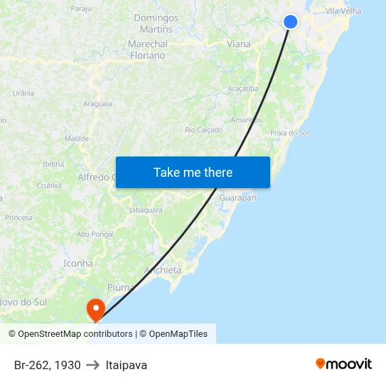 Br-262, 1930 to Itaipava map