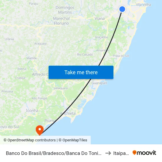 Banco Do Brasil/Bradesco/Banca Do Toninho to Itaipava map