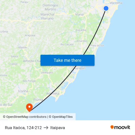 Rua Itaóca, 124-212 to Itaipava map
