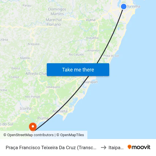 Praça Francisco Teixeira Da Cruz (Transcol) to Itaipava map