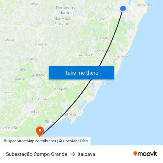 Subestação Campo Grande to Itaipava map