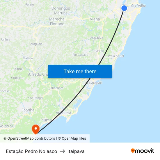 Estação Pedro Nolasco to Itaipava map