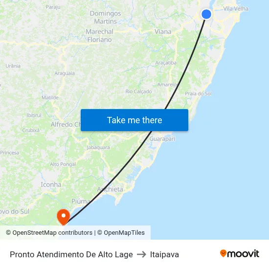 Pronto Atendimento De Alto Lage to Itaipava map