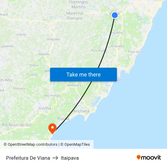 Prefeitura De Viana to Itaipava map