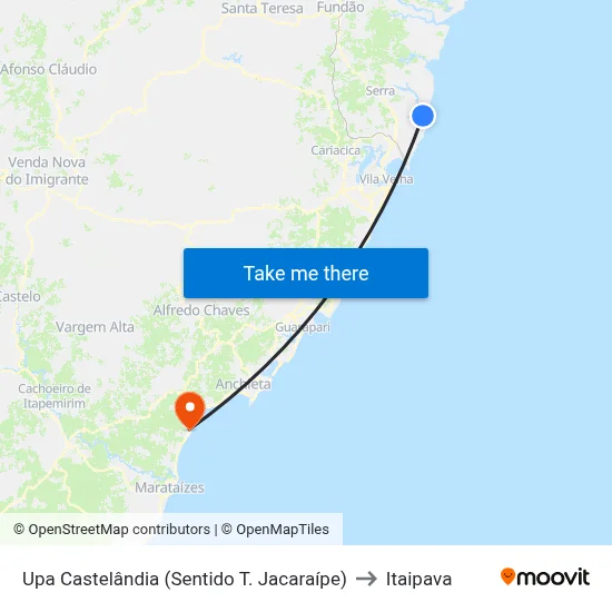 Upa Castelândia (Sentido T. Jacaraípe) to Itaipava map