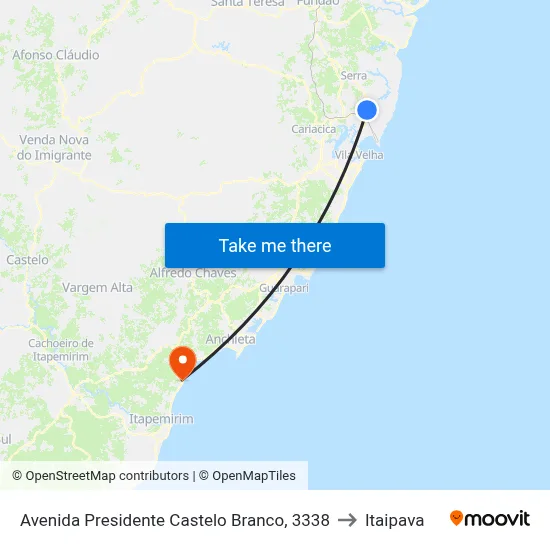 Avenida Presidente Castelo Branco, 3338 to Itaipava map