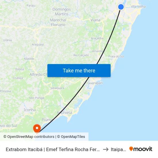 Extrabom Itacibá | Emef Terfina Rocha Ferreira to Itaipava map