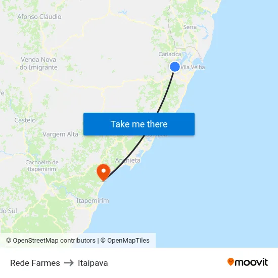 Rede Farmes to Itaipava map