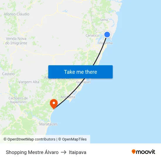 Shopping Mestre Álvaro to Itaipava map