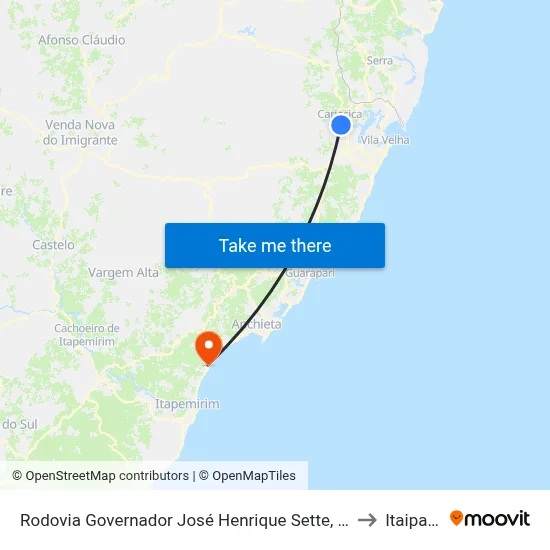 Rodovia Governador José Henrique Sette, 314 to Itaipava map