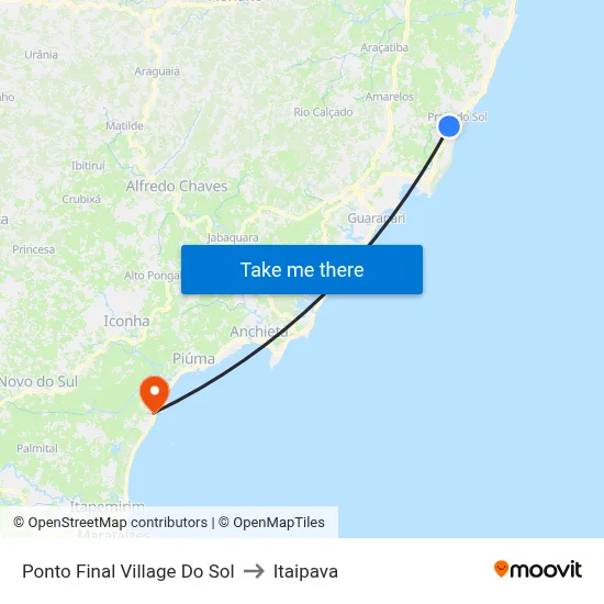Ponto Final Village Do Sol to Itaipava map