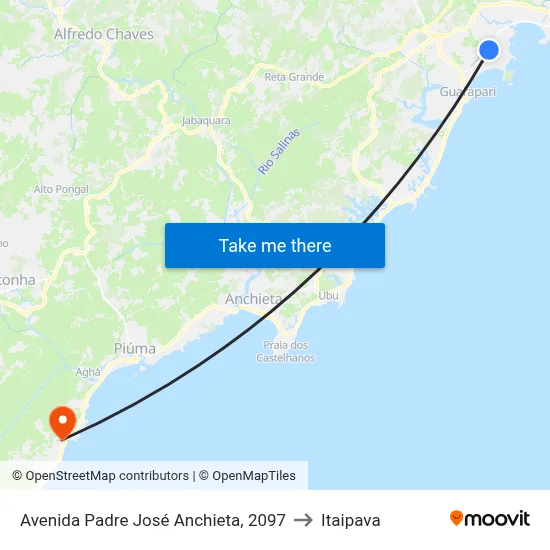 Avenida Padre José Anchieta, 2097 to Itaipava map