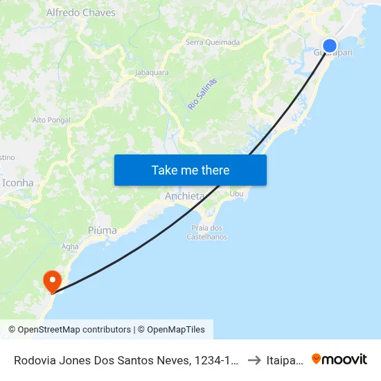 Rodovia Jones Dos Santos Neves, 1234-1308 to Itaipava map
