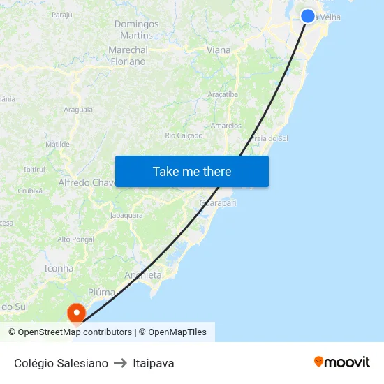Colégio Salesiano to Itaipava map