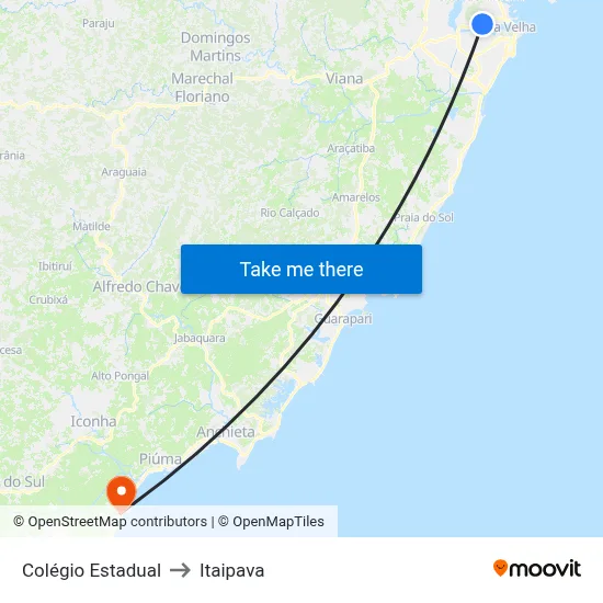 Colégio Estadual to Itaipava map