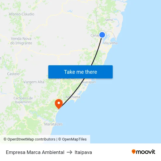 Empresa Marca Ambiental to Itaipava map