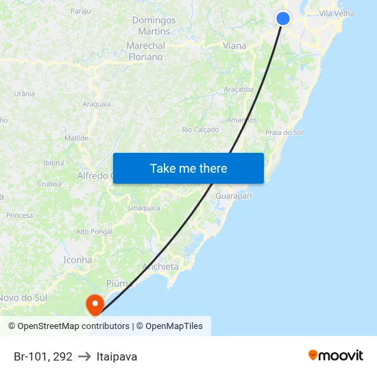 Br-101, 292 to Itaipava map