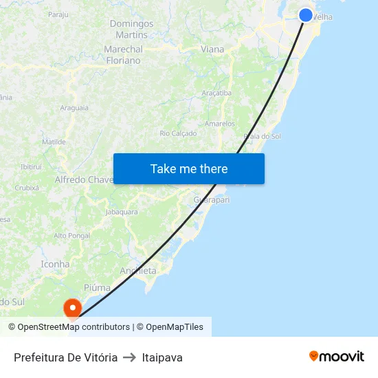 Prefeitura De Vitória to Itaipava map