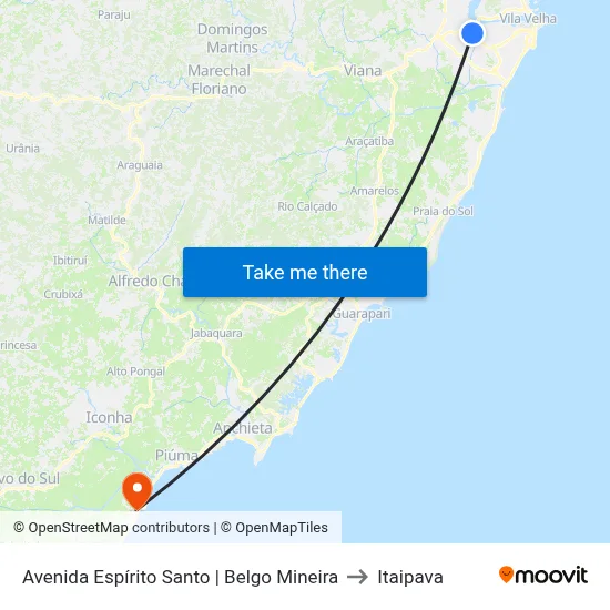 Avenida Espírito Santo | Belgo Mineira to Itaipava map