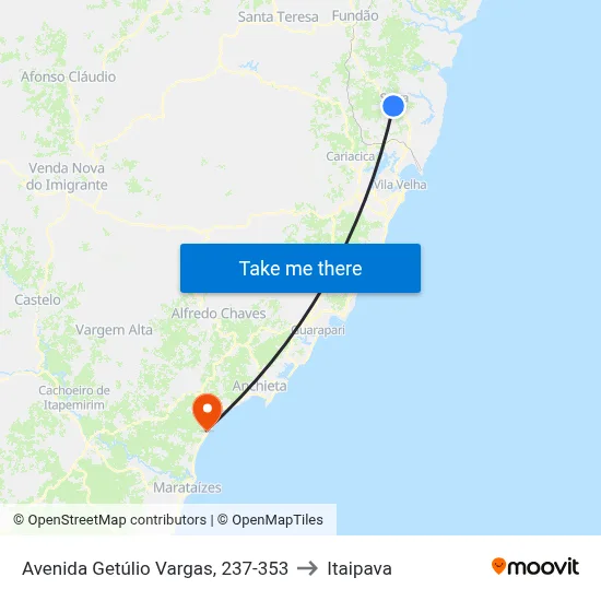 Avenida Getúlio Vargas, 237-353 to Itaipava map