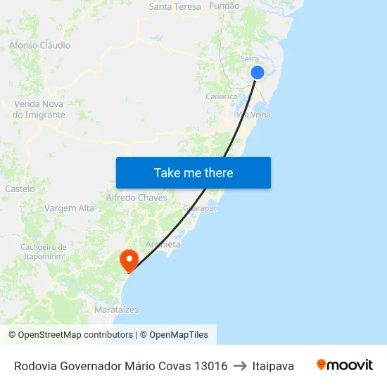 Rodovia Governador Mário Covas 13016 to Itaipava map