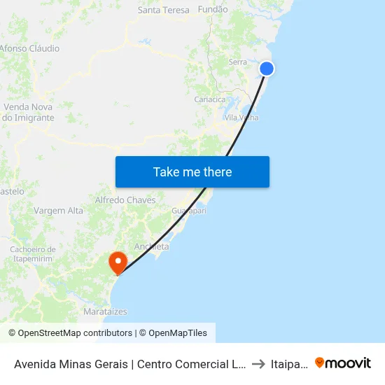 Avenida Minas Gerais | Centro Comercial Lagoa to Itaipava map