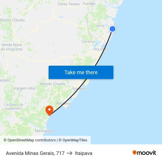 Avenida Minas Gerais, 717 to Itaipava map