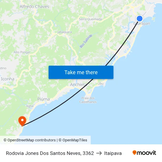 Rodovia Jones Dos Santos Neves, 3362 to Itaipava map