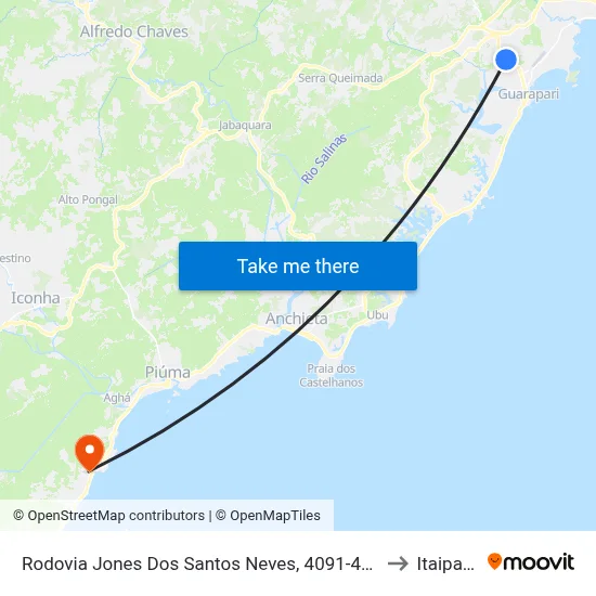 Rodovia Jones Dos Santos Neves, 4091-4183 to Itaipava map